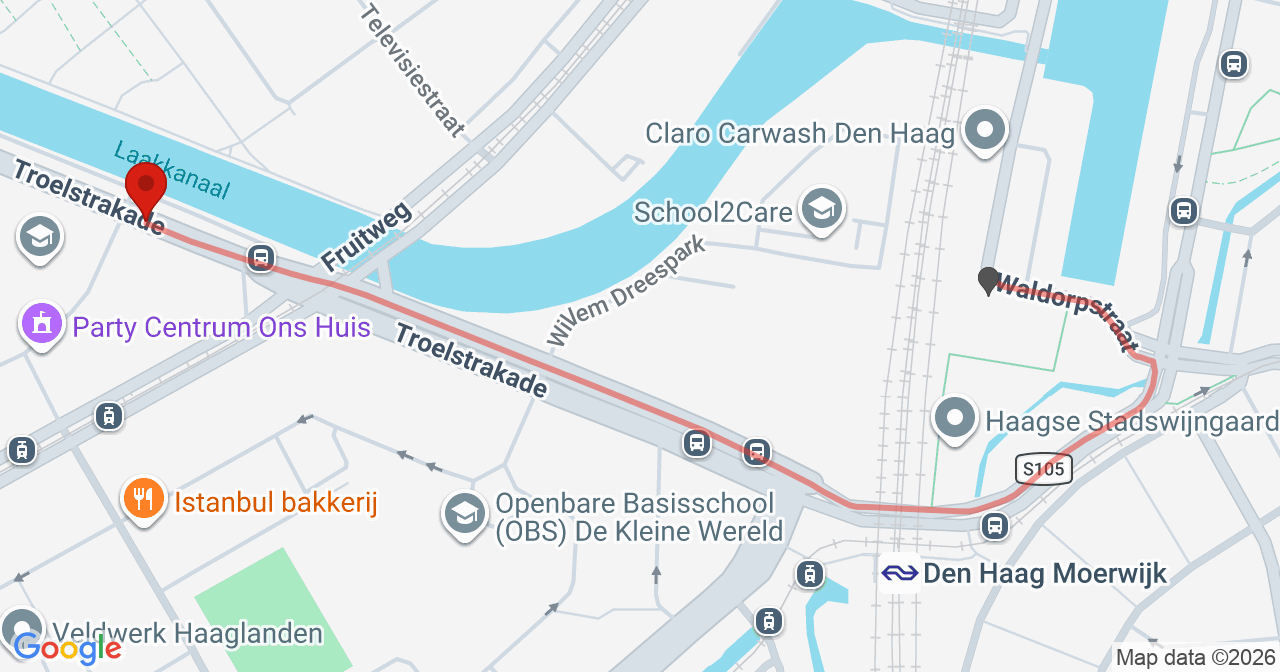 Kaart van het incident in 's-Gravenhage met de aanrijroutes van de gealarmeerde eenheden