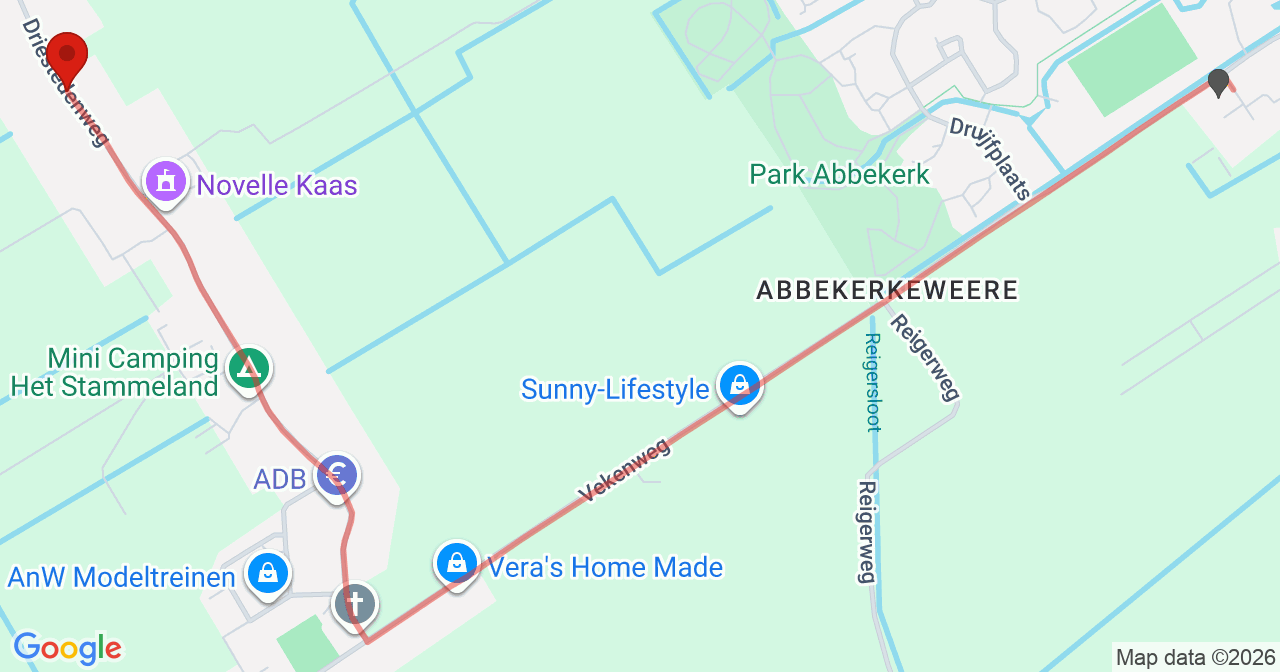 Kaart van het incident in De Weere met de aanrijroutes van de gealarmeerde eenheden