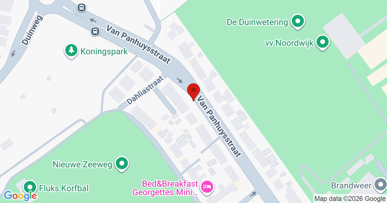 Kaart van het incident in Noordwijk met de aanrijroutes van de gealarmeerde eenheden