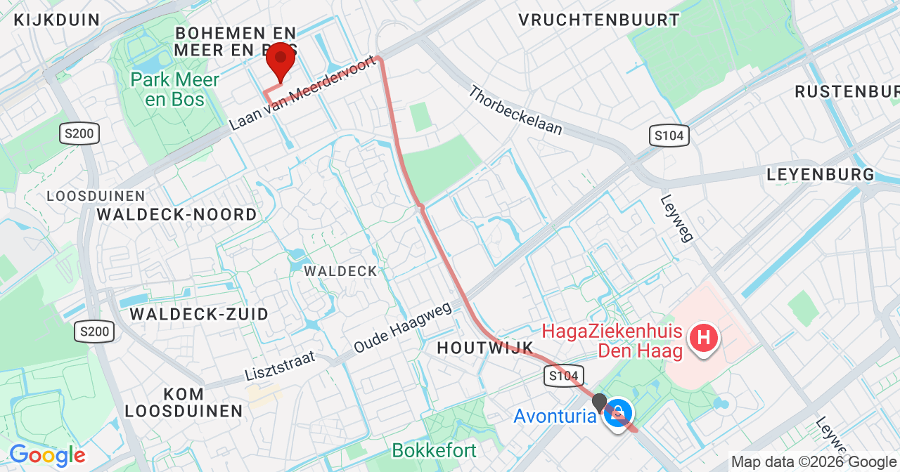 Kaart van het incident in 's-Gravenhage met de aanrijroutes van de gealarmeerde eenheden