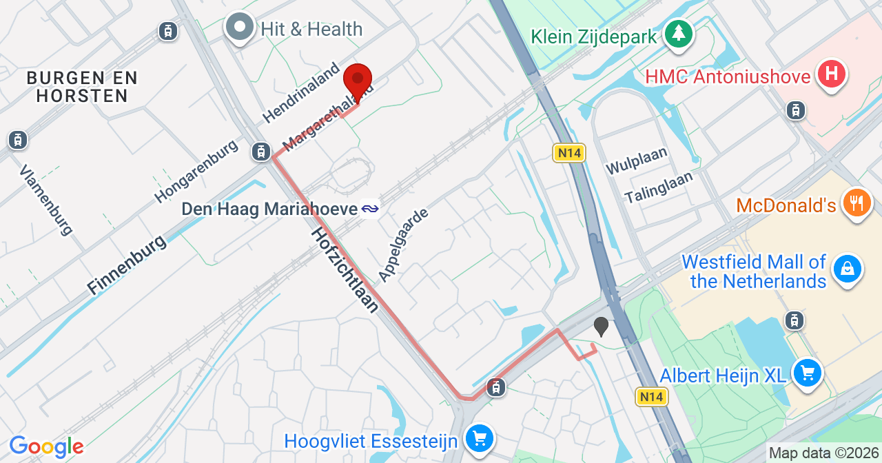 Kaart van het incident in 's-Gravenhage met de aanrijroutes van de gealarmeerde eenheden