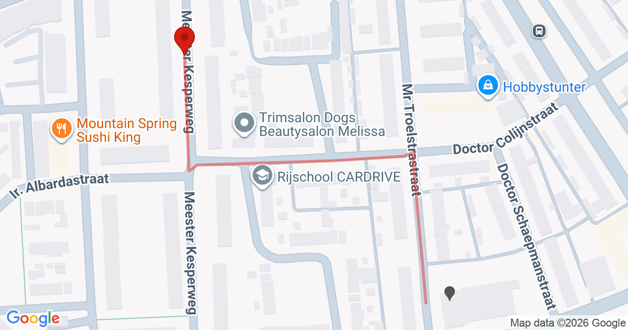 Kaart van het incident in Ridderkerk met de aanrijroutes van de gealarmeerde eenheden