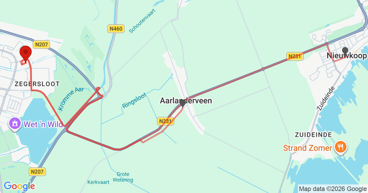 Kaart van het incident in Alphen aan den Rijn met de aanrijroutes van de gealarmeerde eenheden