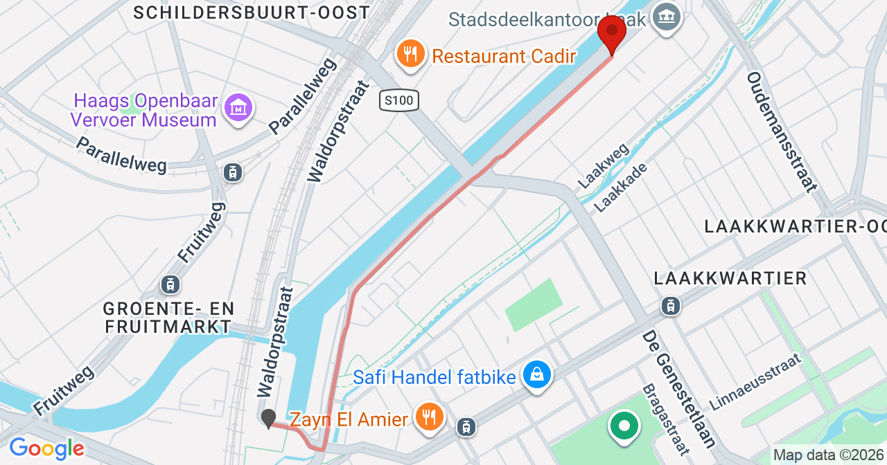 Kaart van het incident in 's-Gravenhage met de aanrijroutes van de gealarmeerde eenheden