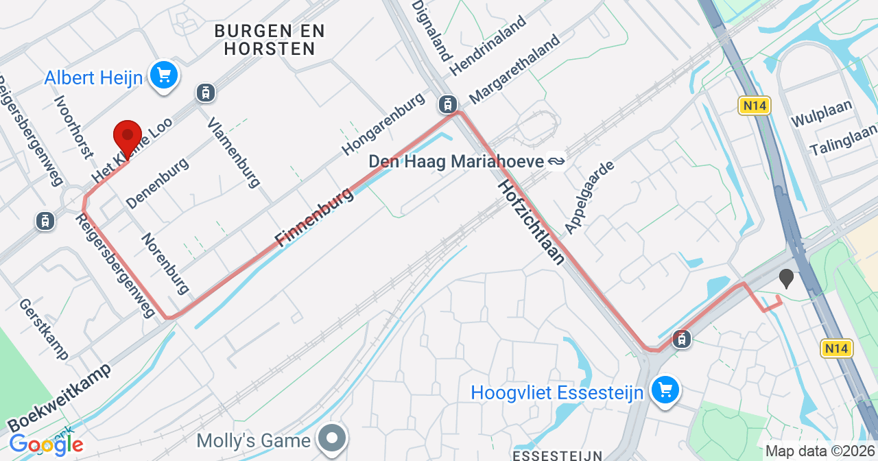 Kaart van het incident in 's-Gravenhage met de aanrijroutes van de gealarmeerde eenheden