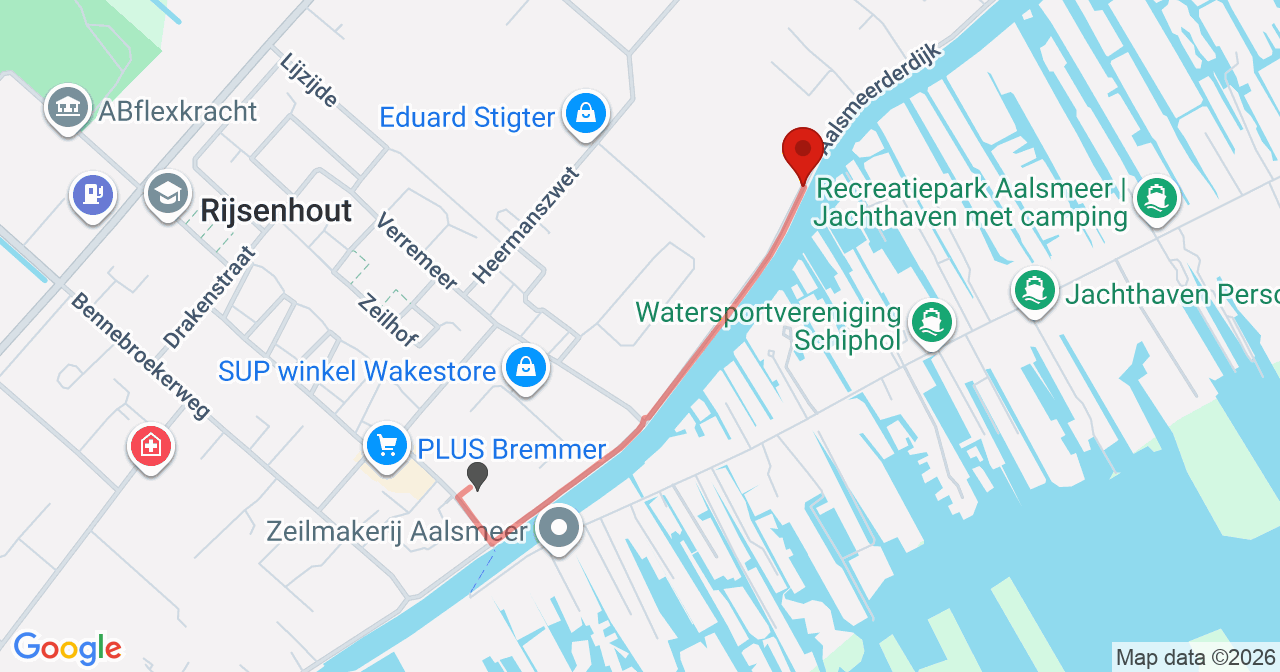 Kaart van het incident in Rijsenhout met de aanrijroutes van de gealarmeerde eenheden