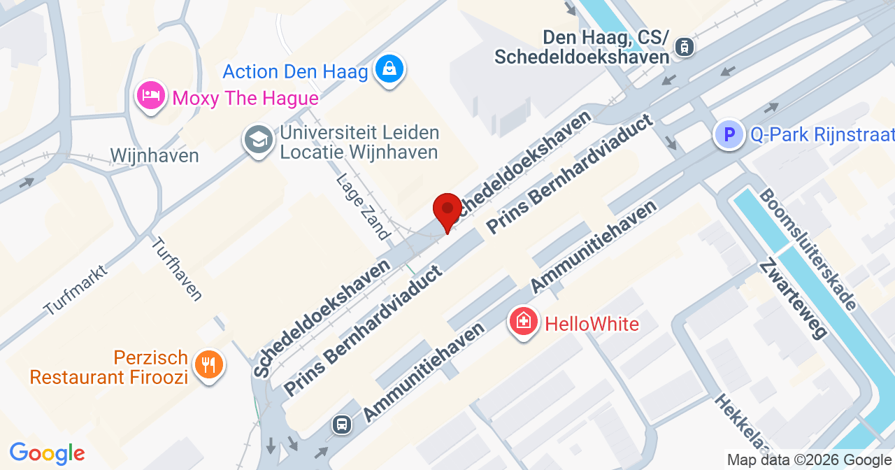 Kaart van het incident in 's-Gravenhage met de aanrijroutes van de gealarmeerde eenheden
