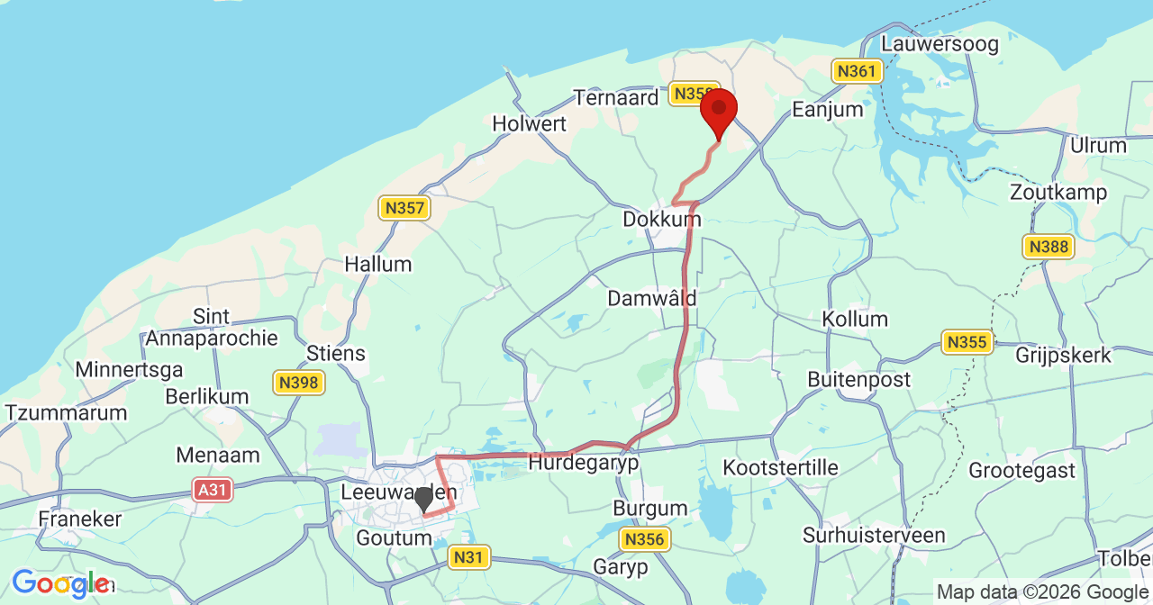 Kaart van het incident in Nijewier met de aanrijroutes van de gealarmeerde eenheden