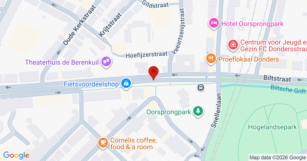 Kaart van het incident in Utrecht met de aanrijroutes van de gealarmeerde eenheden
