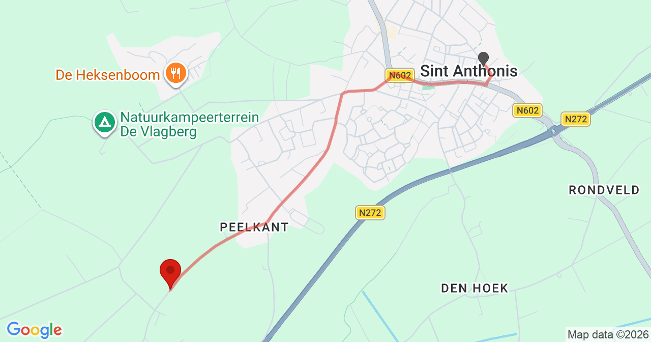 Kaart van het incident in Sint met de aanrijroutes van de gealarmeerde eenheden