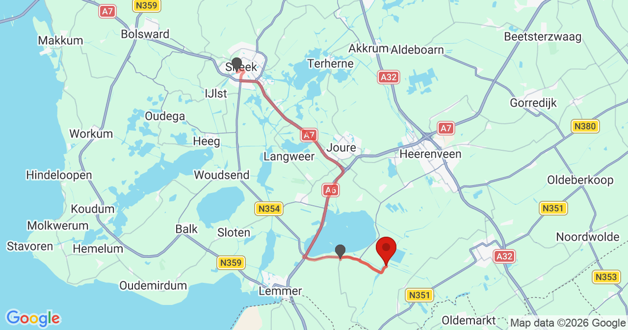 Kaart van het incident in Langelille met de aanrijroutes van de gealarmeerde eenheden