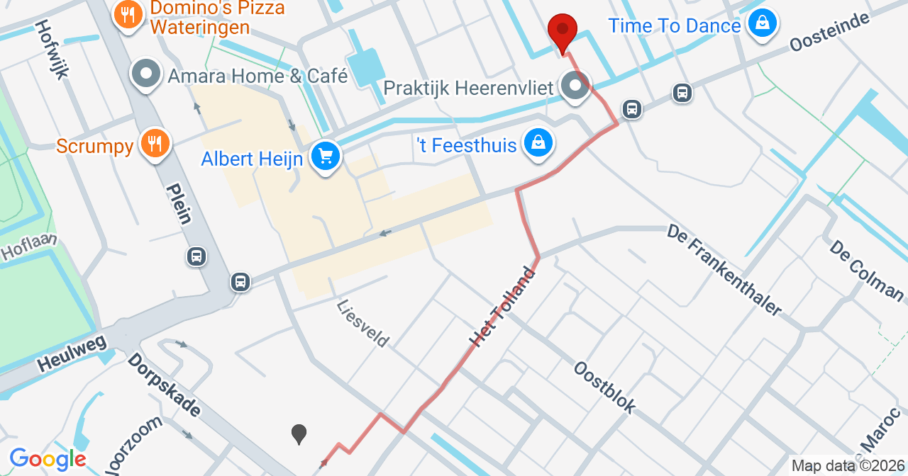 Kaart van het incident in Wateringen met de aanrijroutes van de gealarmeerde eenheden