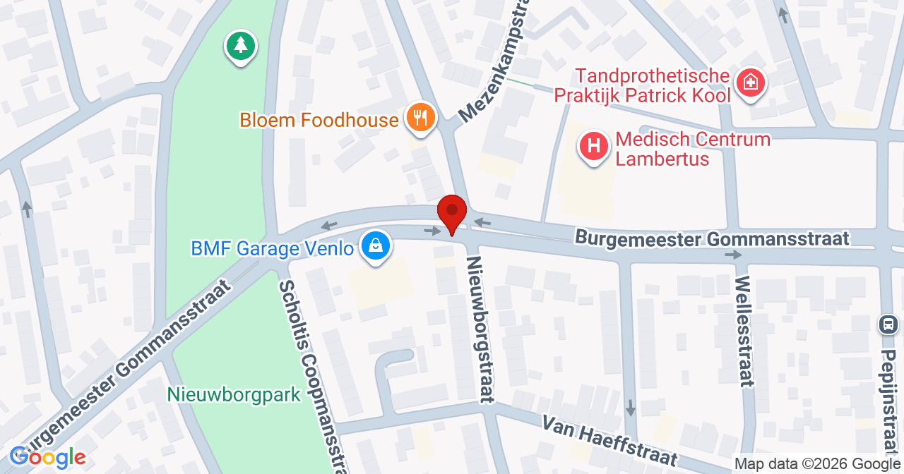 Kaart van het incident in Venlo met de aanrijroutes van de gealarmeerde eenheden