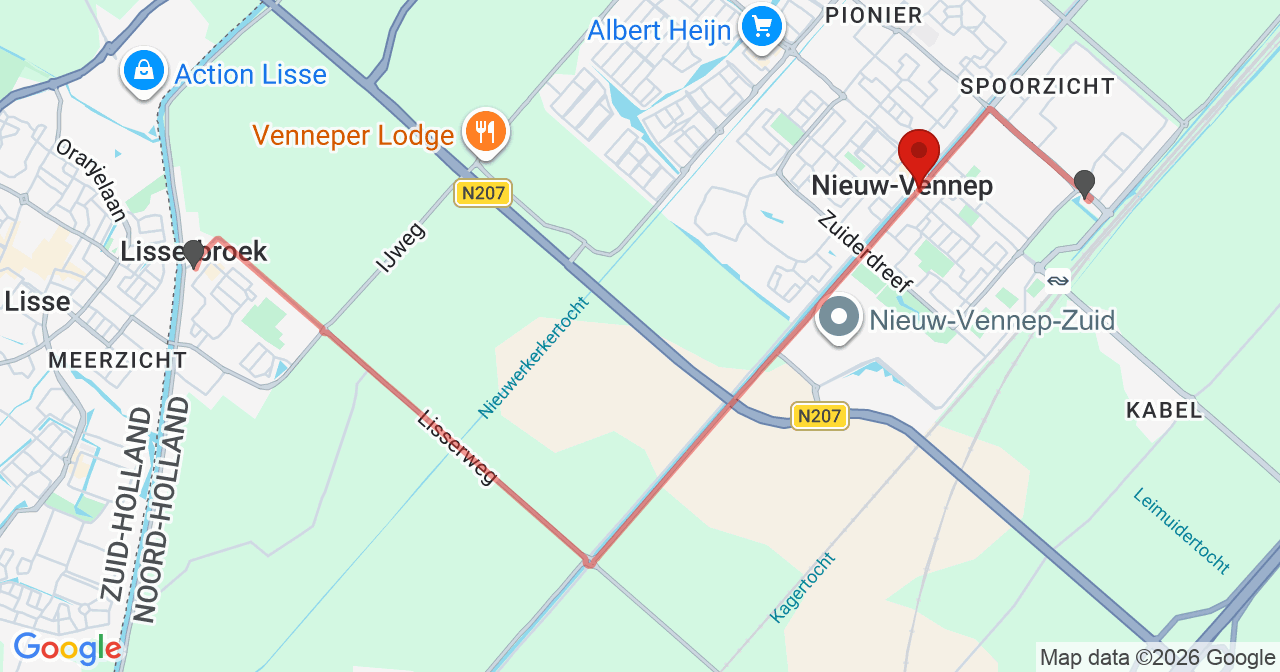 Kaart van het incident in Nieuw-Vennep met de aanrijroutes van de gealarmeerde eenheden