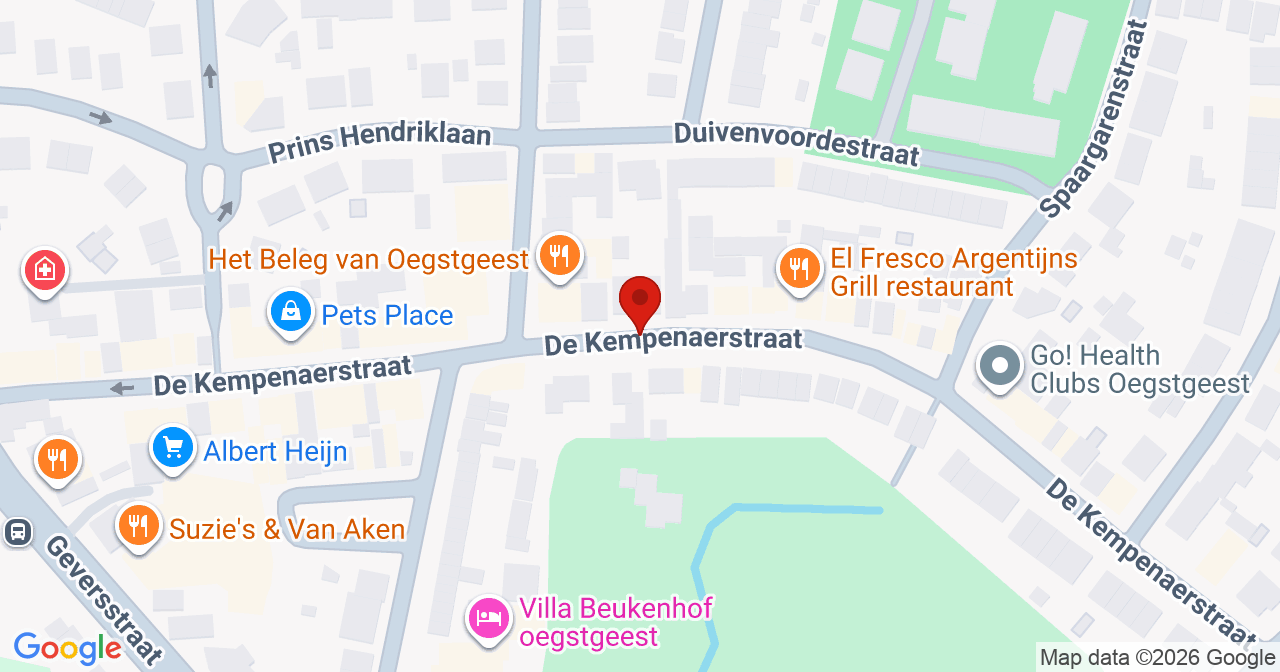 Kaart van het incident in Oegstgeest met de aanrijroutes van de gealarmeerde eenheden