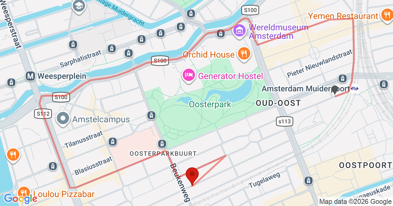 Kaart van het incident in Amsterdam met de aanrijroutes van de gealarmeerde eenheden