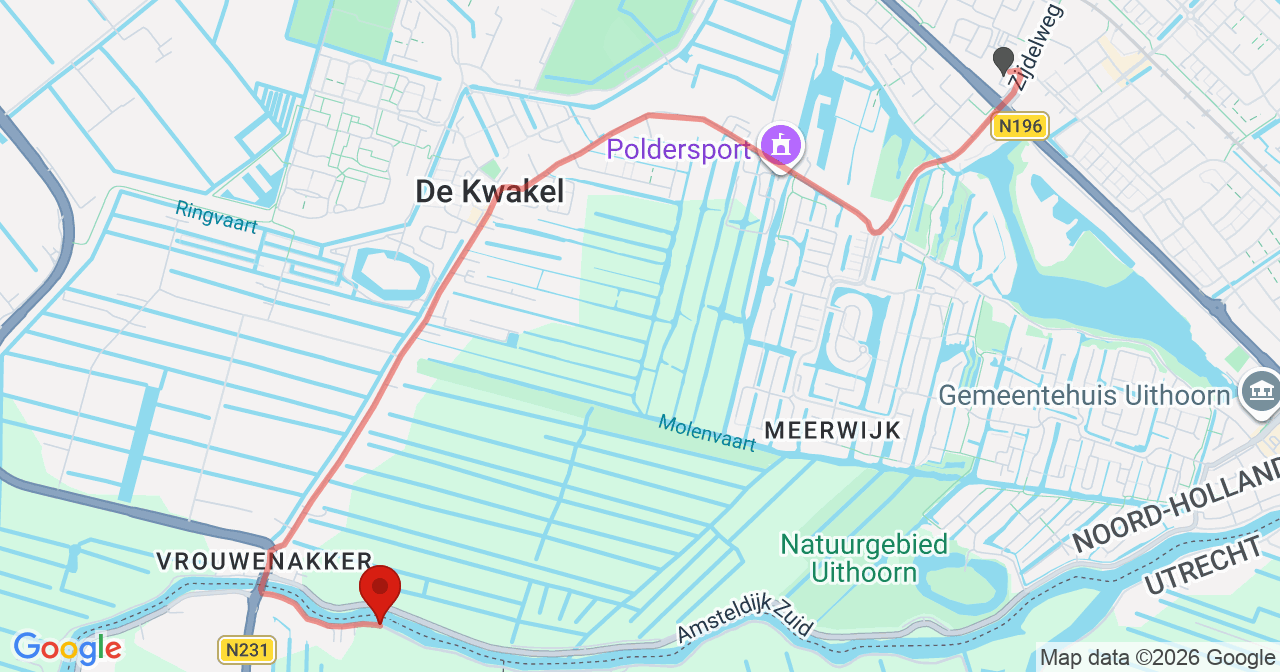 Kaart van het incident in Vrouwenakker met de aanrijroutes van de gealarmeerde eenheden