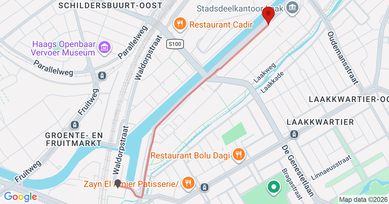 Kaart van het incident in 's-Gravenhage met de aanrijroutes van de gealarmeerde eenheden