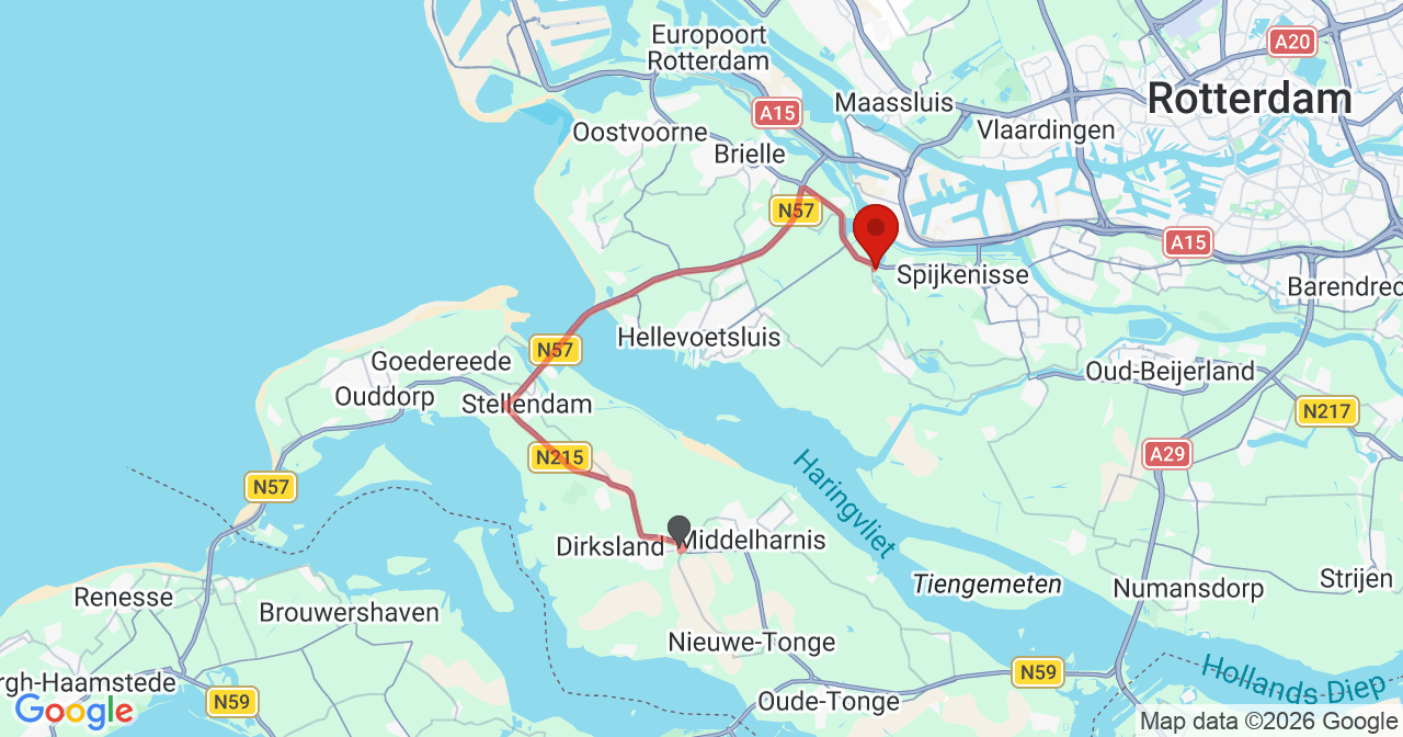 Kaart van het incident in Vlaardingen met de aanrijroutes van de gealarmeerde eenheden
