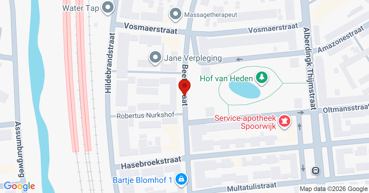 Kaart van het incident in 's-Gravenhage met de aanrijroutes van de gealarmeerde eenheden
