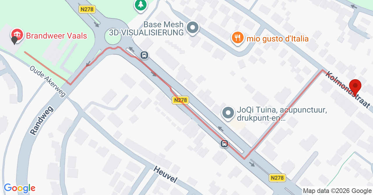 Kaart van het incident in Vaals met de aanrijroutes van de gealarmeerde eenheden