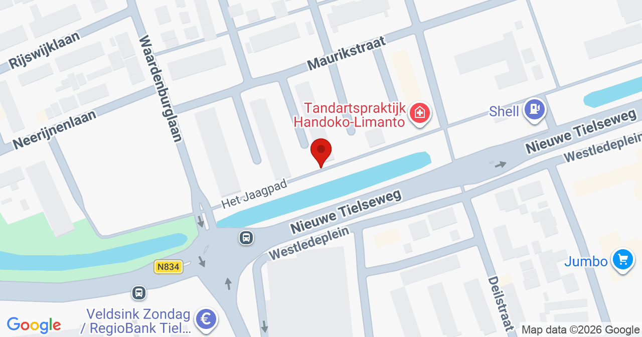 Kaart van het incident in Tiel met de aanrijroutes van de gealarmeerde eenheden