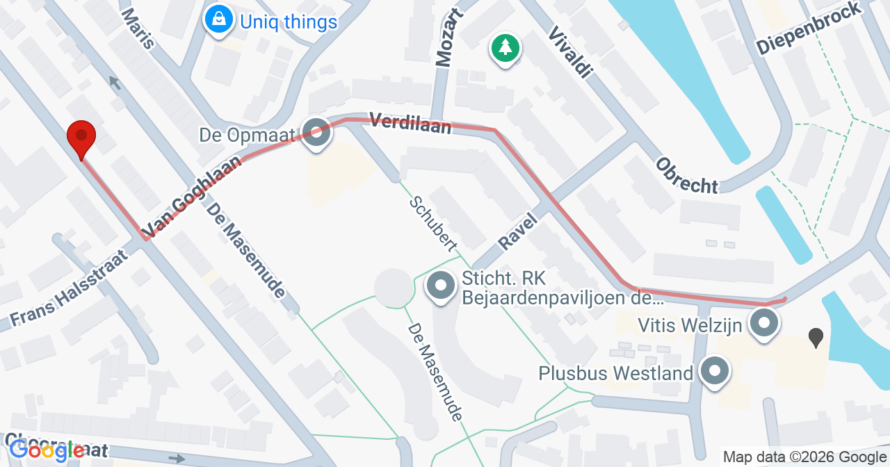 Kaart van het incident in Monster met de aanrijroutes van de gealarmeerde eenheden