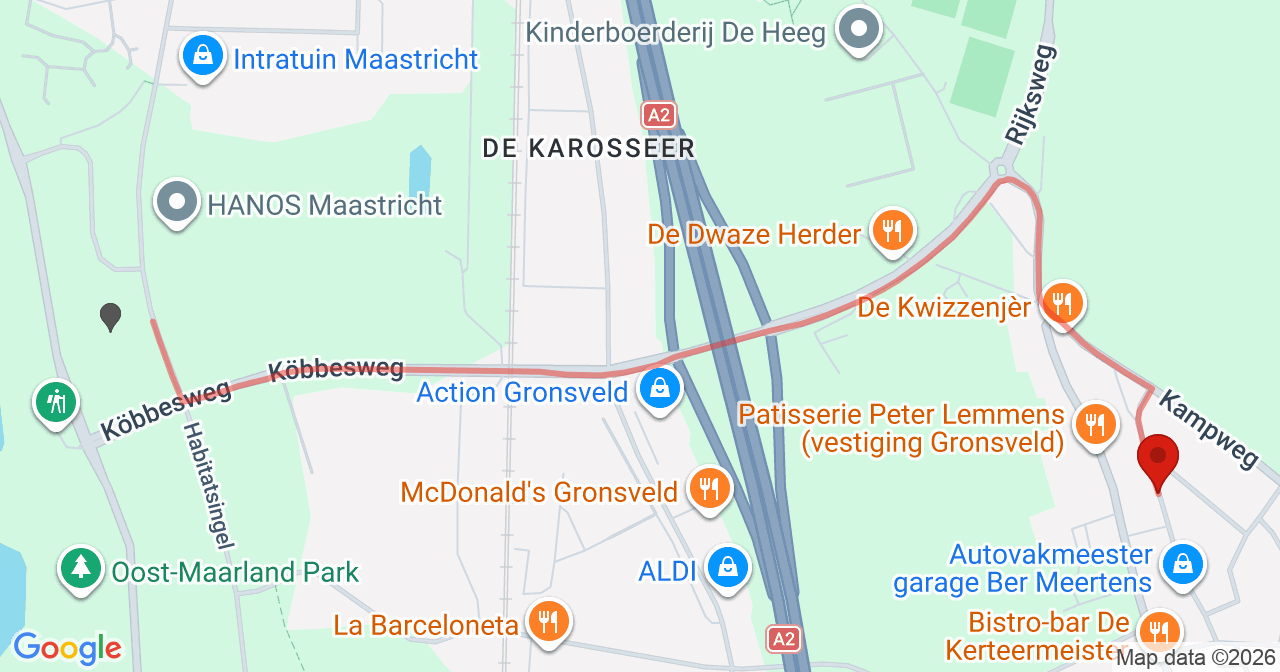 Kaart van het incident in Gronsveld met de aanrijroutes van de gealarmeerde eenheden