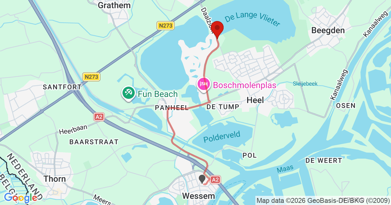 Kaart van het incident in Heel met de aanrijroutes van de gealarmeerde eenheden
