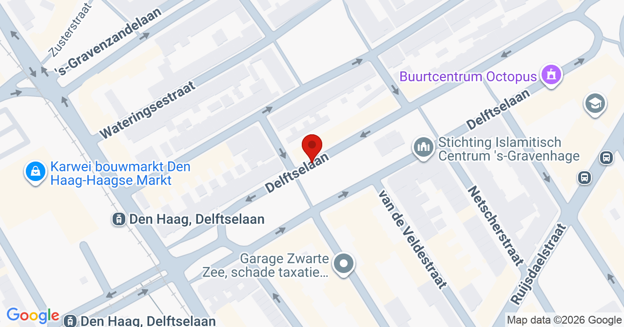 Kaart van het incident in 's-Gravenhage met de aanrijroutes van de gealarmeerde eenheden