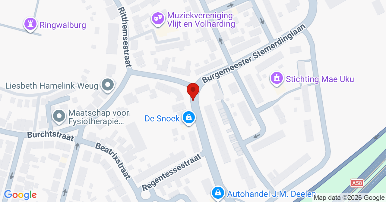 Kaart van het incident in Oost-Souburg met de aanrijroutes van de gealarmeerde eenheden