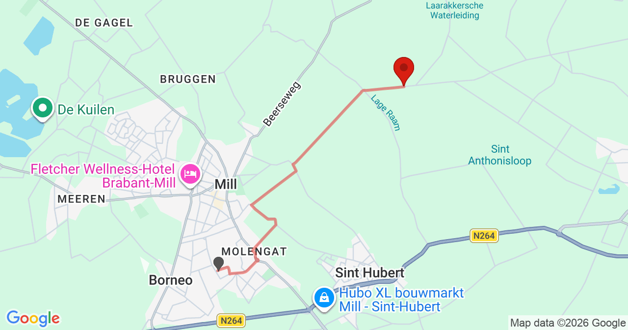 Kaart van het incident in Mill met de aanrijroutes van de gealarmeerde eenheden