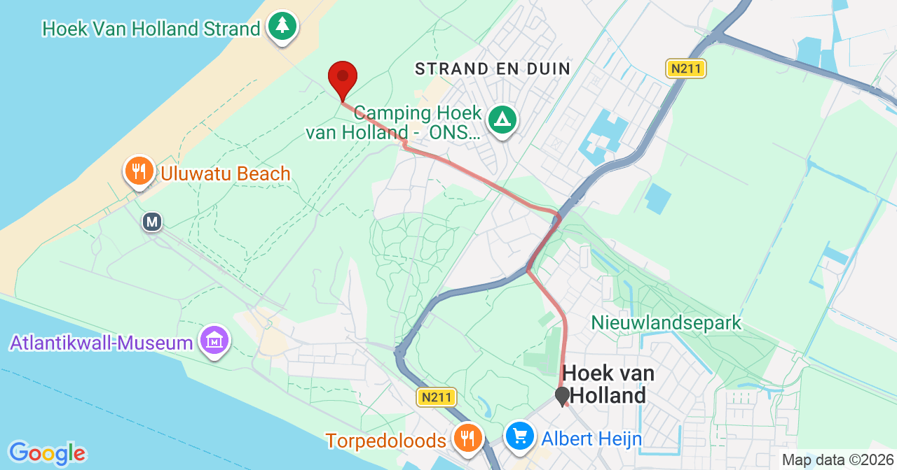 Kaart van het incident in Hoek met de aanrijroutes van de gealarmeerde eenheden