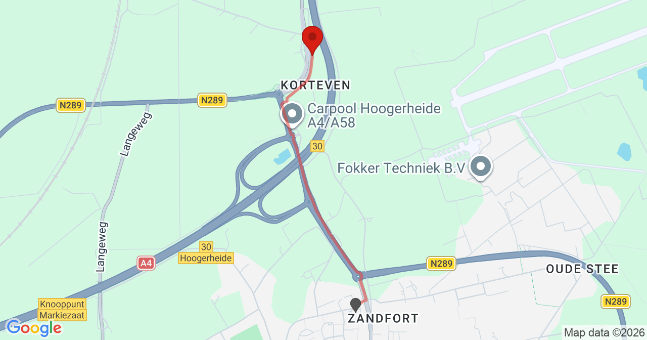 Kaart van het incident in Hoogerheide met de aanrijroutes van de gealarmeerde eenheden