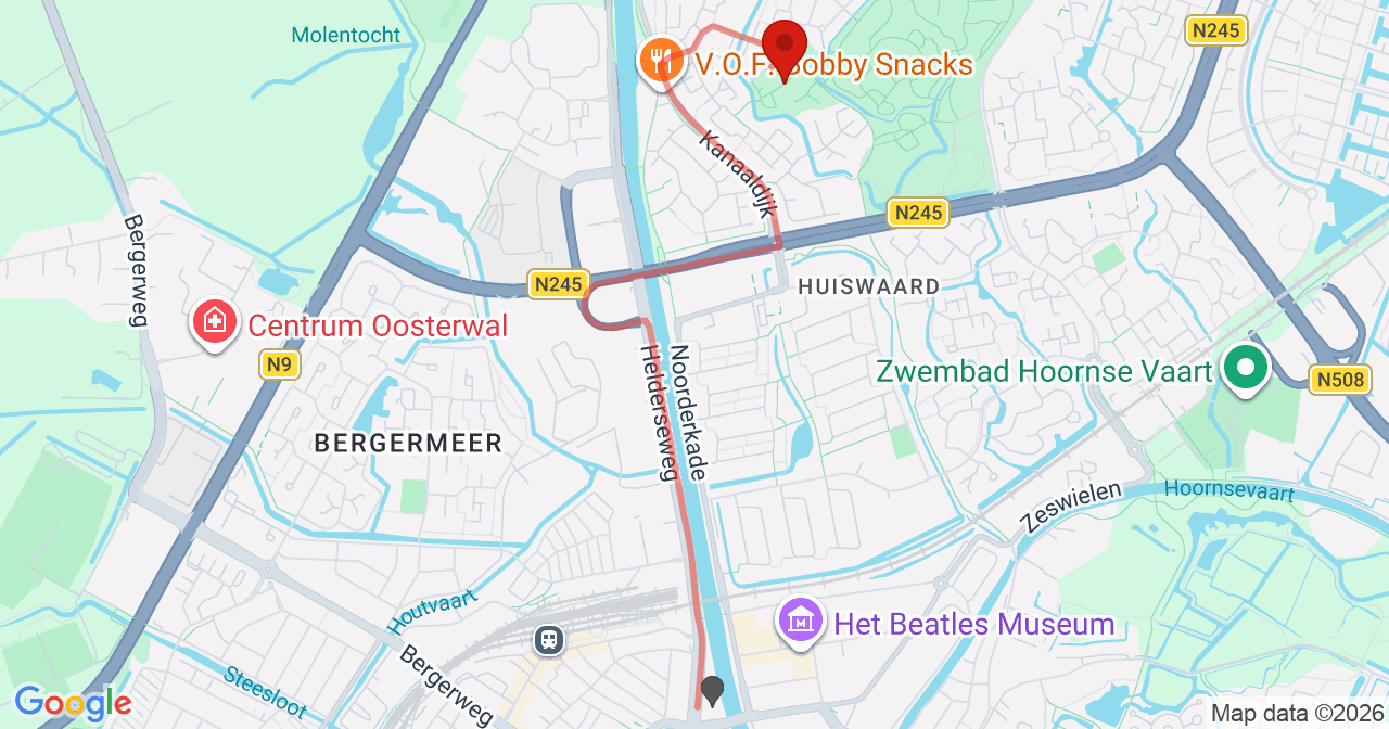 Kaart van het incident in Alkmaar met de aanrijroutes van de gealarmeerde eenheden