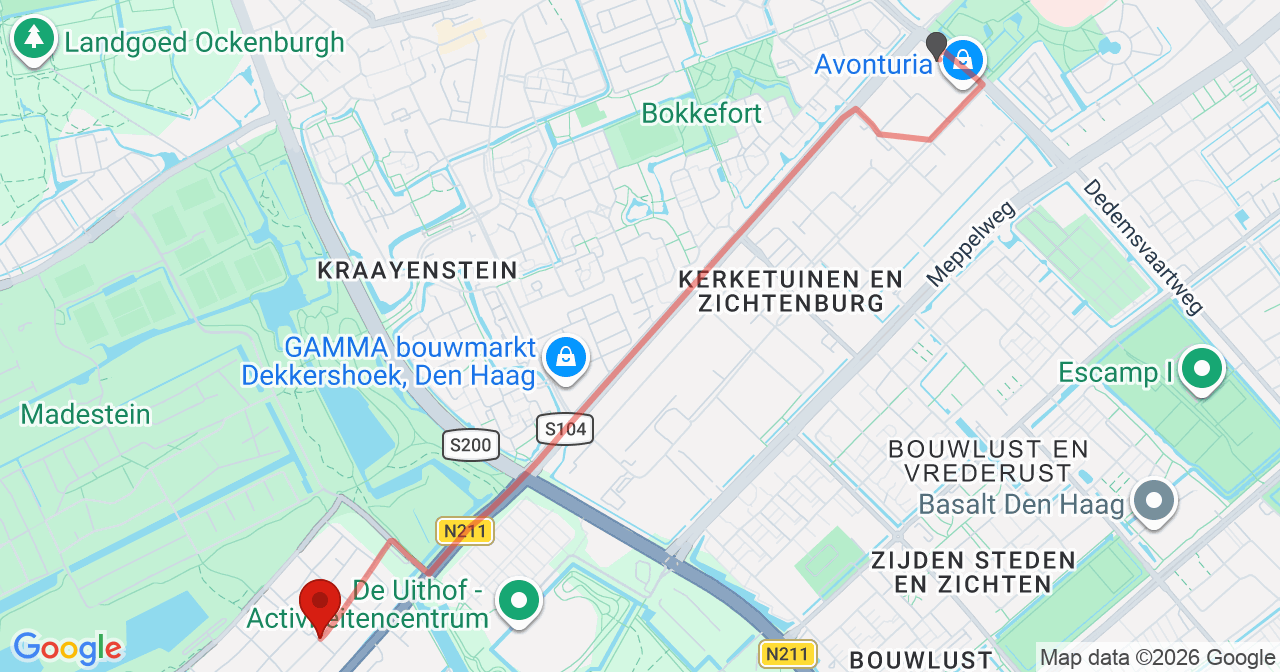 Kaart van het incident in 's-Gravenhage met de aanrijroutes van de gealarmeerde eenheden