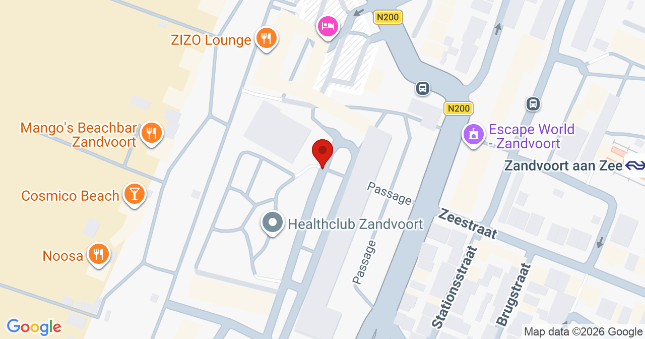 Kaart van het incident in Zandvoort met de aanrijroutes van de gealarmeerde eenheden