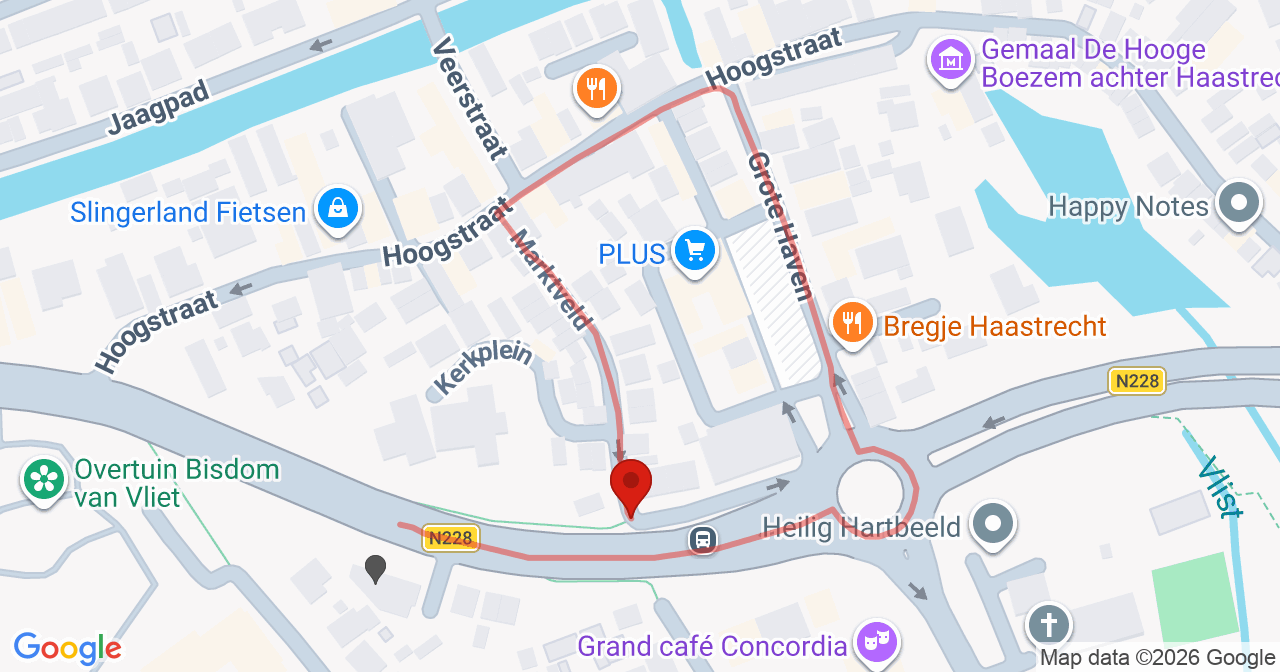 Kaart van het incident in Haastrecht met de aanrijroutes van de gealarmeerde eenheden