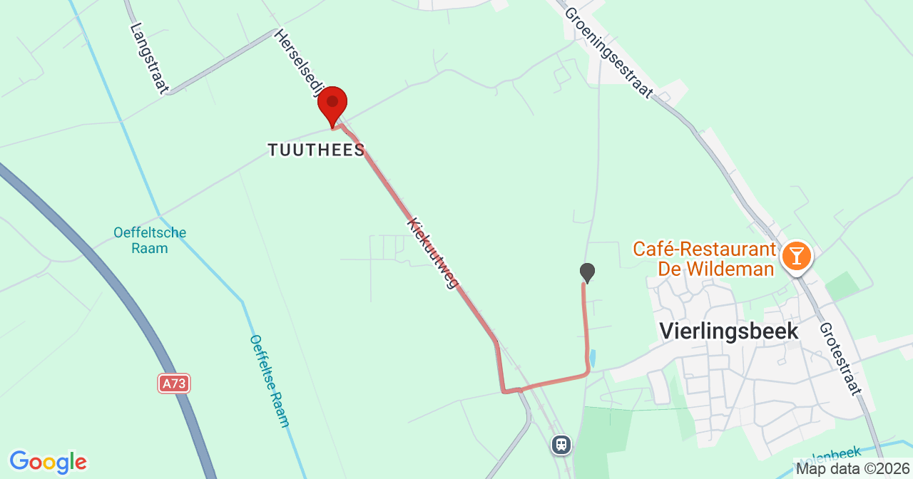 Kaart van het incident in Groeningen met de aanrijroutes van de gealarmeerde eenheden