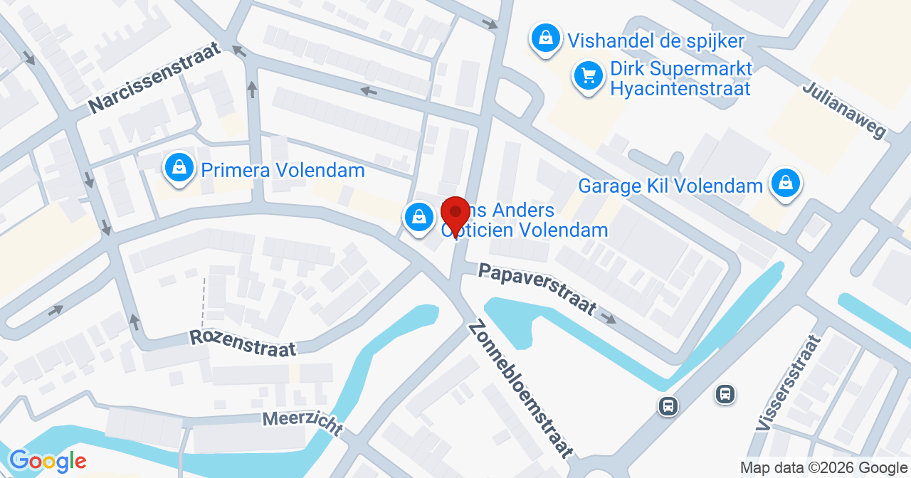 Kaart van het incident in Volendam met de aanrijroutes van de gealarmeerde eenheden