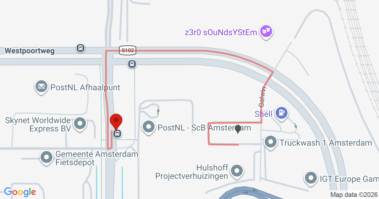 Kaart van het incident in Amsterdam met de aanrijroutes van de gealarmeerde eenheden