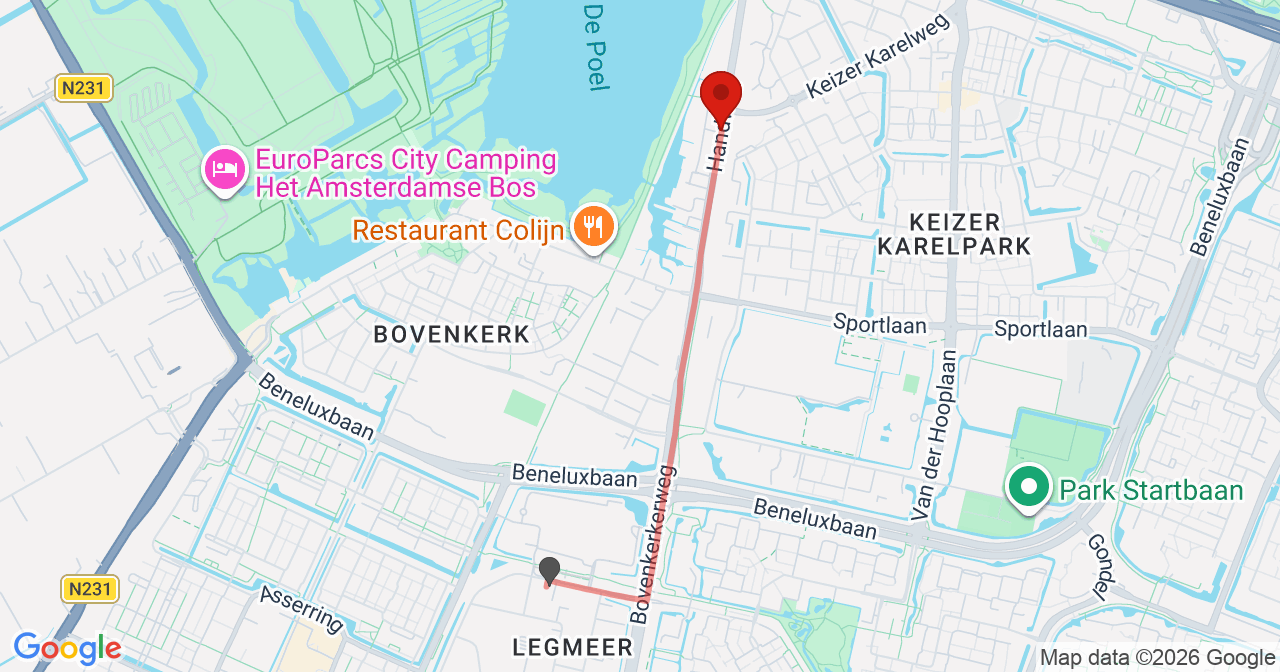 Kaart van het incident in Amstelveen met de aanrijroutes van de gealarmeerde eenheden