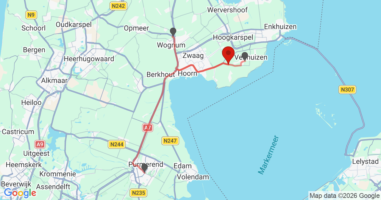 Kaart van het incident in Wijdenes met de aanrijroutes van de gealarmeerde eenheden