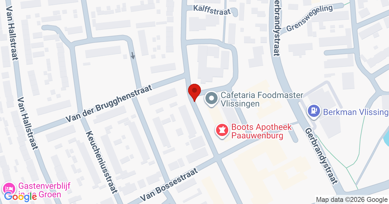 Kaart van het incident in Vlissingen met de aanrijroutes van de gealarmeerde eenheden