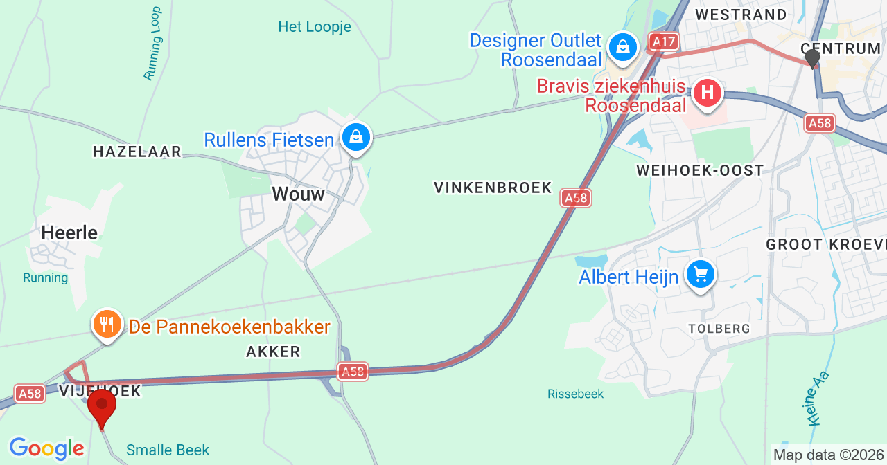 Kaart van het incident in Heerle met de aanrijroutes van de gealarmeerde eenheden
