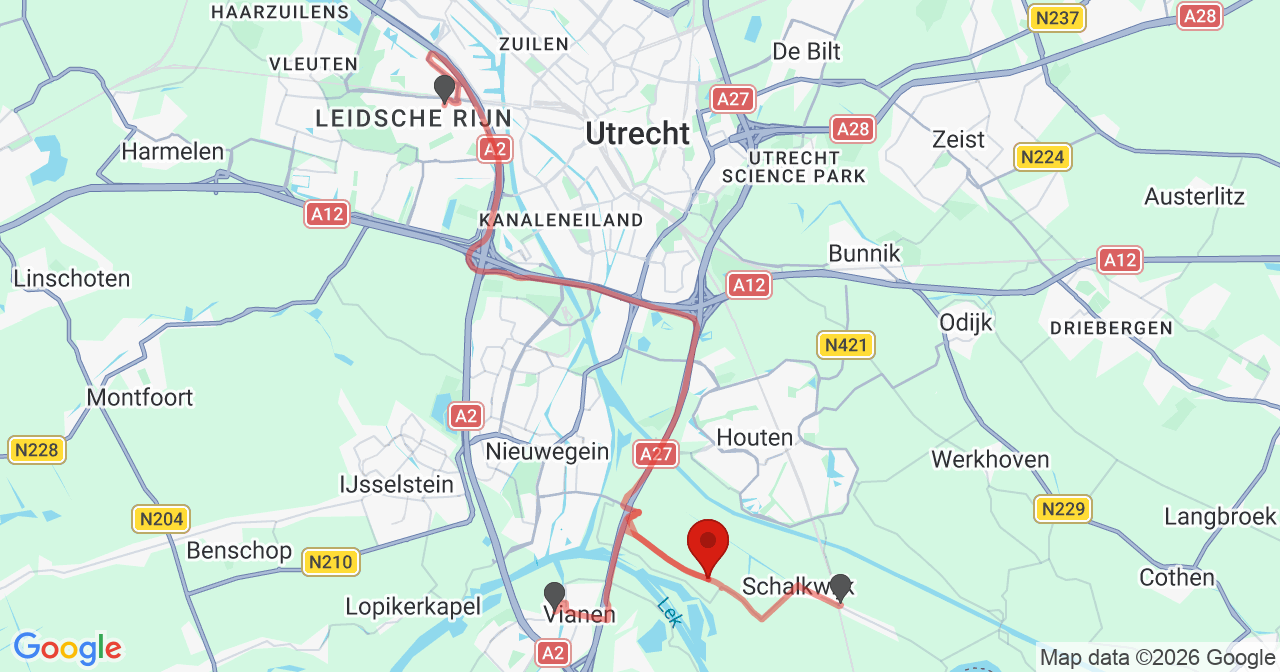Kaart van het incident in Waal met de aanrijroutes van de gealarmeerde eenheden