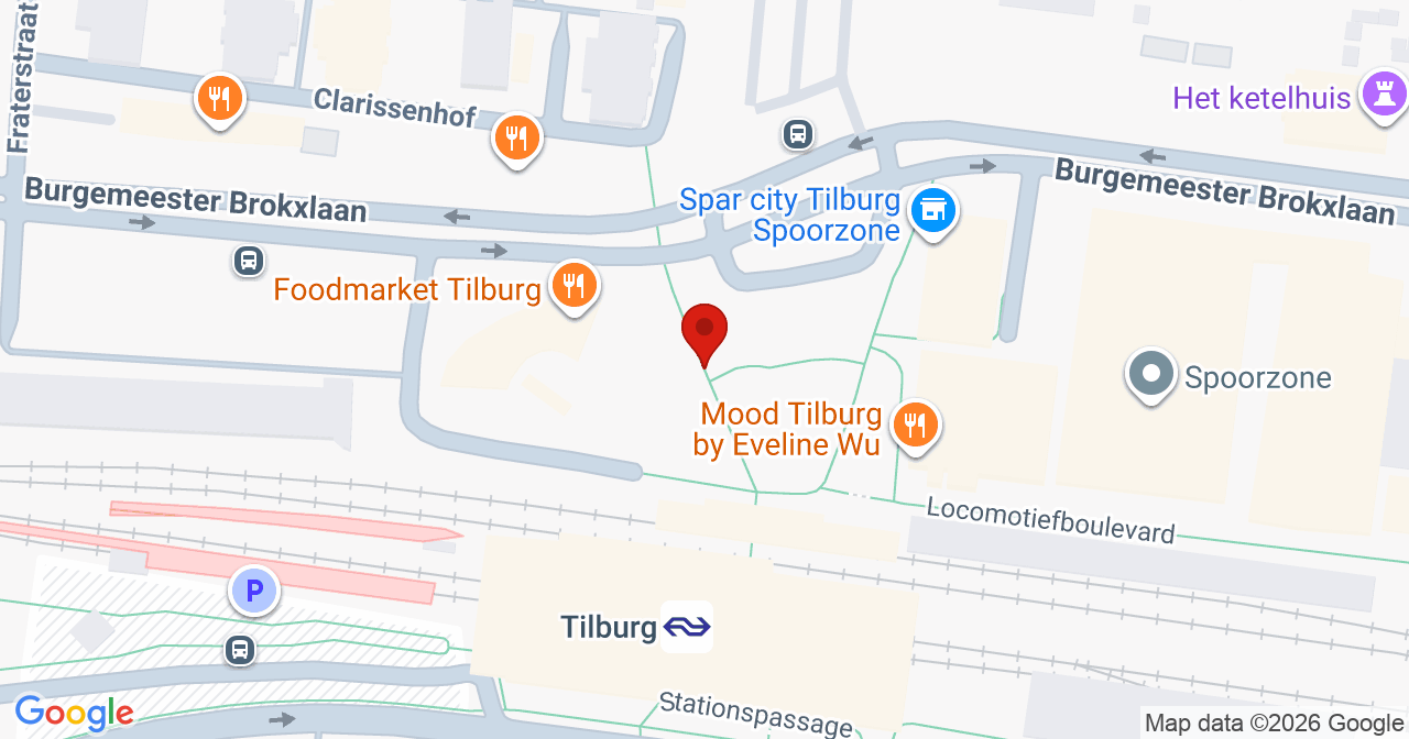 Kaart van het incident in Tilburg met de aanrijroutes van de gealarmeerde eenheden