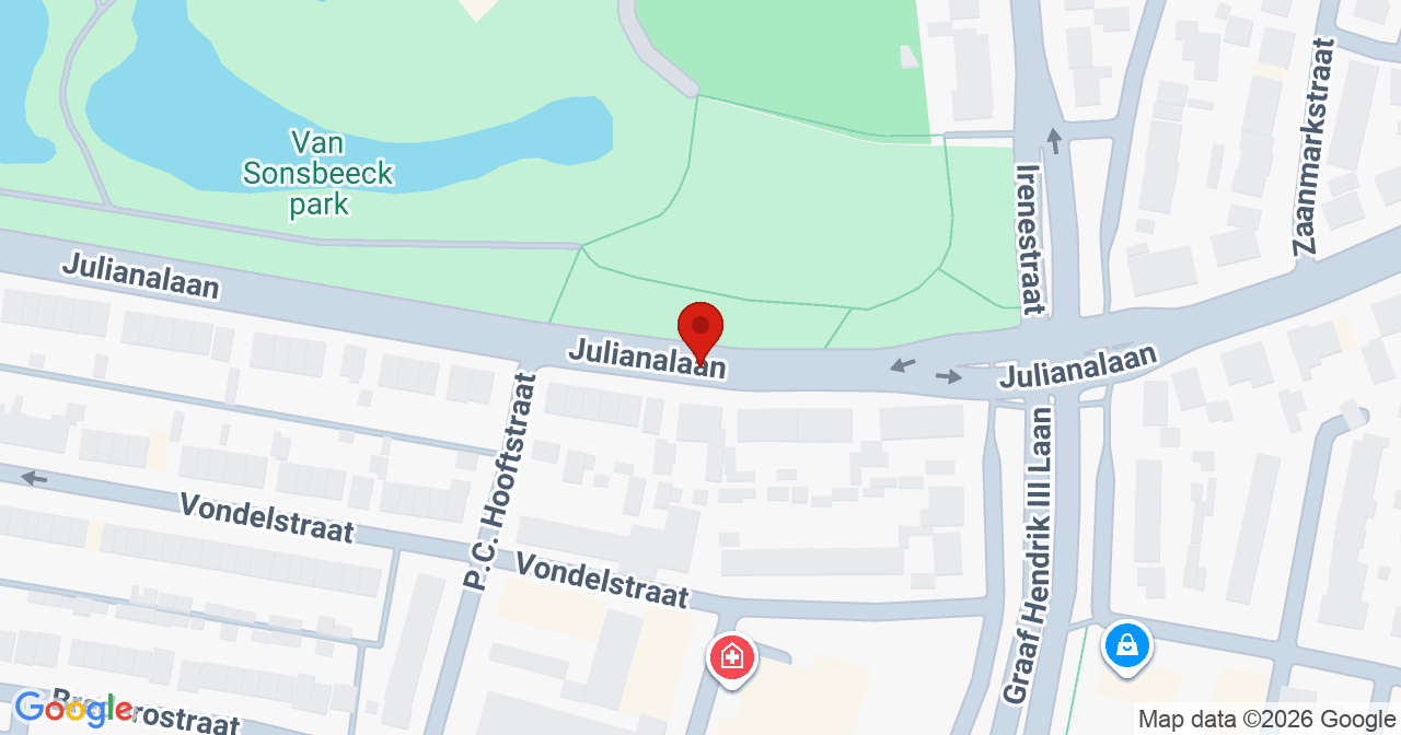 Kaart van het incident in Breda met de aanrijroutes van de gealarmeerde eenheden