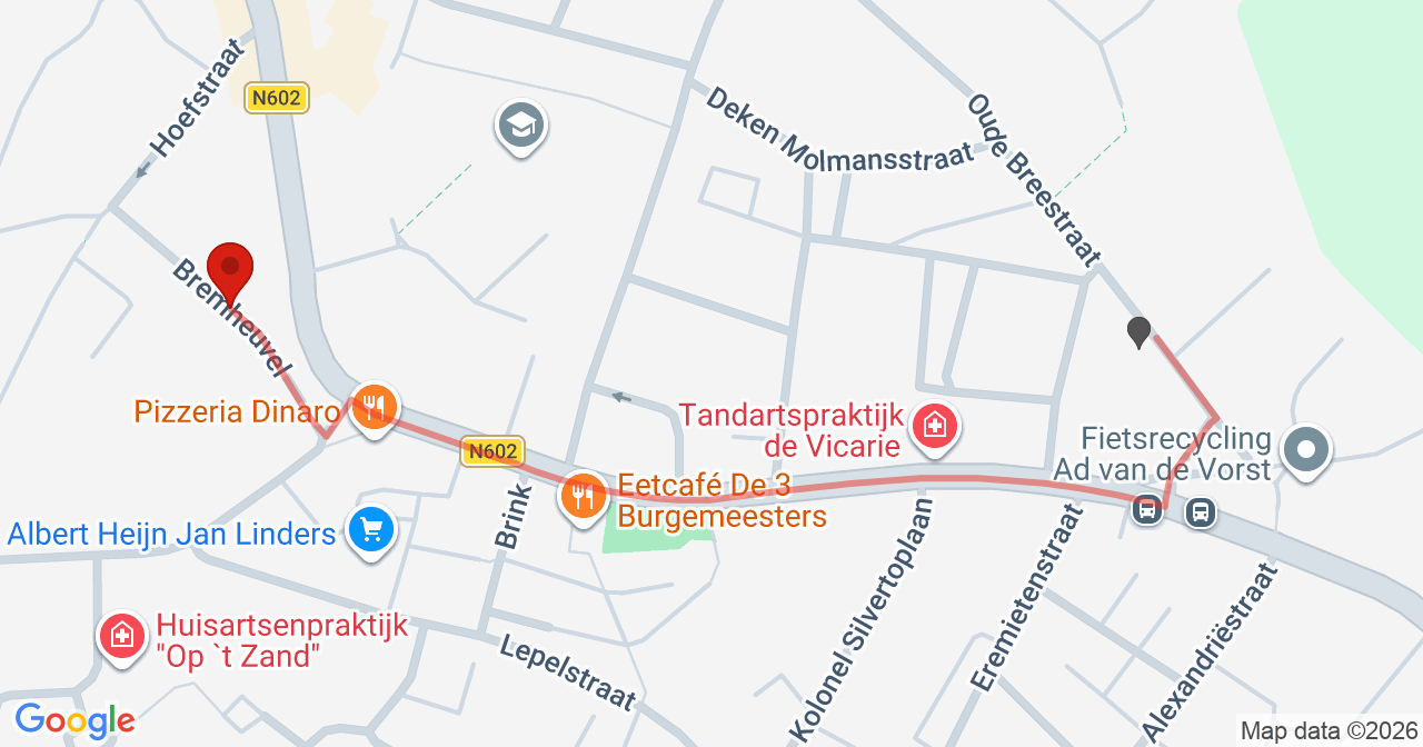 Kaart van het incident in Sint met de aanrijroutes van de gealarmeerde eenheden