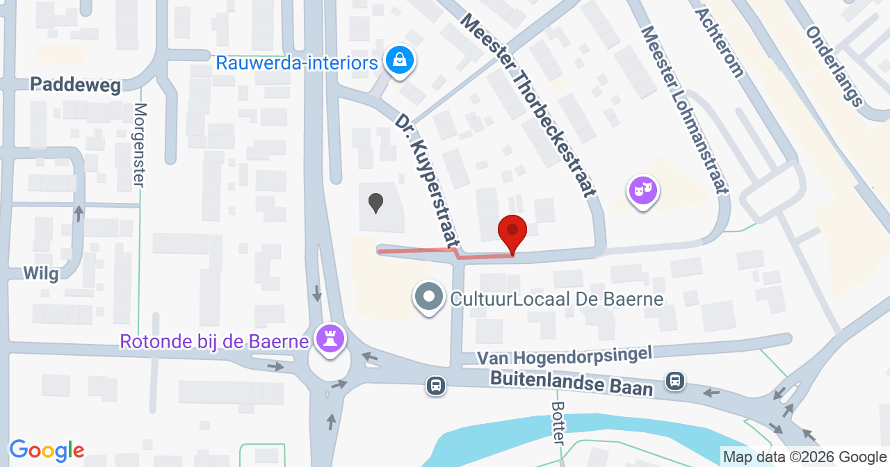 Kaart van het incident in Barendrecht met de aanrijroutes van de gealarmeerde eenheden
